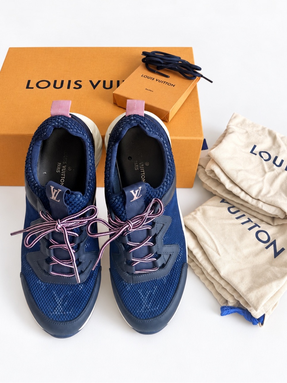 Louis Vuitton Women’s Run Away Sneakers Navy/Pink Size 37 w/ Box
